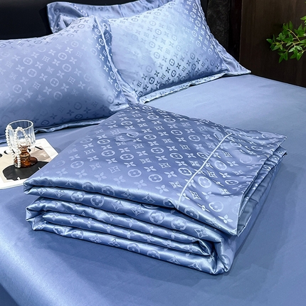 91家纺网 家纺一手货源 找家纺 经年 2025新款水洗真丝提花夏被格林系列 格林-宝蓝