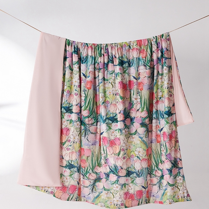 91家纺网 家纺一手货源 找家纺 缔锦家纺 2025新款凉感丝印花夏被 田园拾趣