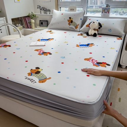 91家纺网 家纺一手货源 找家纺 （总）丝羽坊 2025新款小版印花冰丝凉席冰丝席碳光冰丝凉席-床笠款