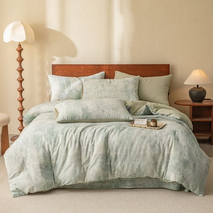 91家纺网 家纺一手货源 找家纺 （总）2025新款40s全棉双层纱圆角吊边款四件套