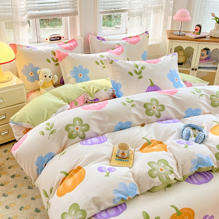 91家纺网 家纺一手货源 找家纺 世爵 2025新款全棉印花小清新单品系列-单被套 南瓜派