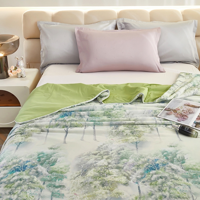 91家纺网 家纺一手货源 找家纺 联林2025新款玻尿酸针织凉感丝夏被夏凉被 国色嫣然