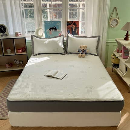 孩子王家纺 2025新款冰丝席提花冰豆豆系列床单床笠 小狗心事床笠