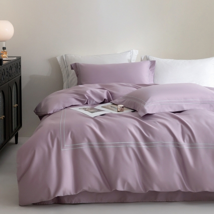 121  2025新款长绒棉纯棉高支高密贡缎刺绣四件套 贵族紫