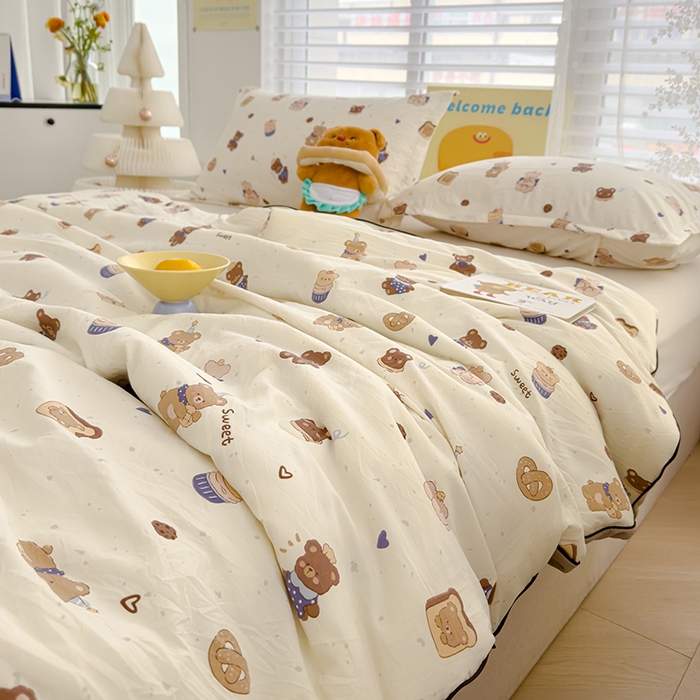 91家纺网 家纺一手货源 找家纺 星巴k家纺 2025新款A类水洗双层纱大豆纤维夏被夏凉被空调被 面包小熊