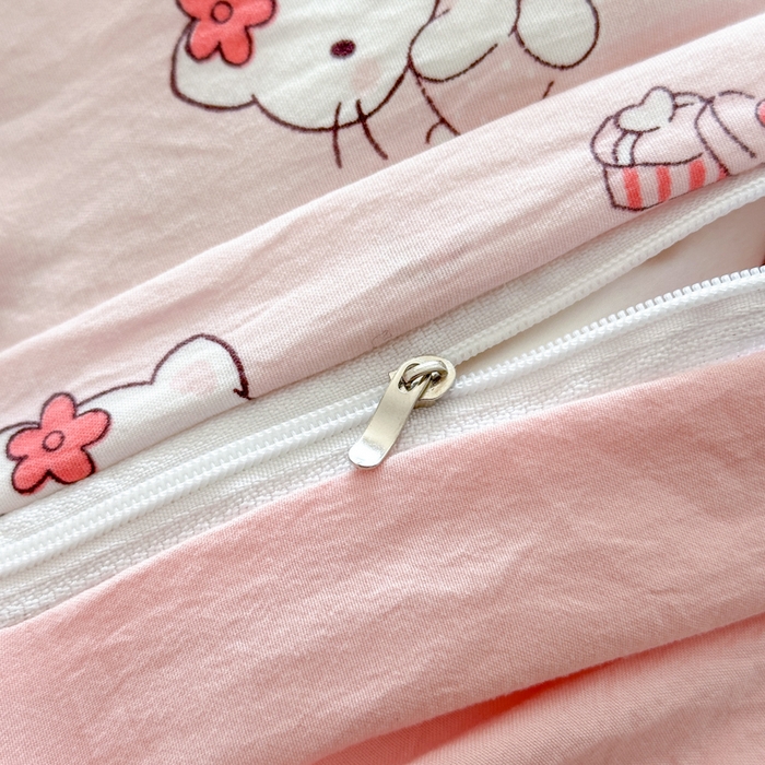 91家纺网 家纺一手货源 找家纺 冕悠家纺 2025新款A类高克重糯叽叽超柔糯水洗棉印花四件套 KT喵