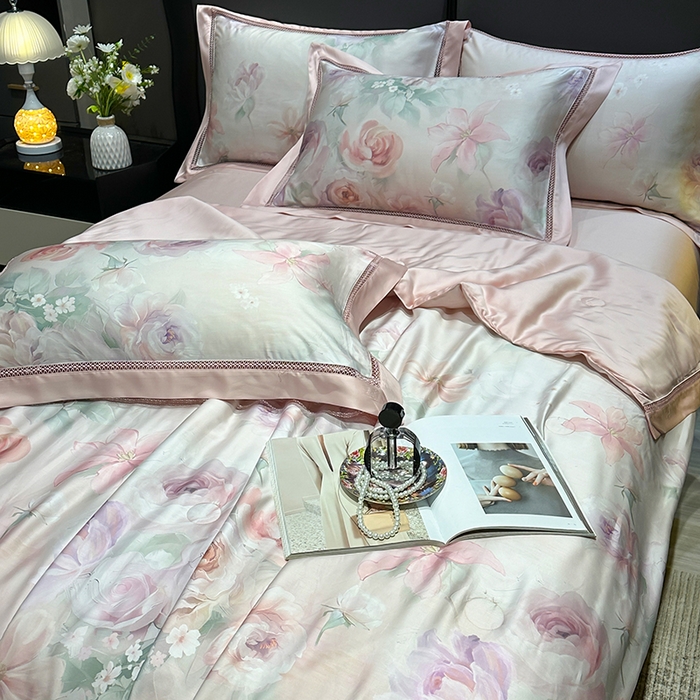 91家纺网 家纺一手货源 找家纺 欧夏2025春夏新款兰精天丝数码印花镂空夏被夏凉被空调被 赫莲娜