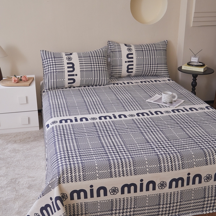 91家纺网 家纺一手货源 找家纺 绒艺席业 2025新款简约原棉印花老粗布床单 山茶花