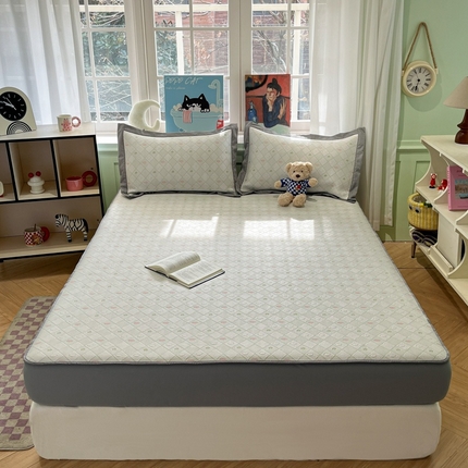 孩子王家纺 2025新款冰丝席提花冰豆豆系列床单床笠 烂漫也漫床笠