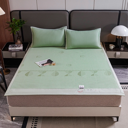 梵克保罗 2025新款7A抗菌母婴级纯乙纶PE刺绣凉感丝豆豆席 叶子-绿