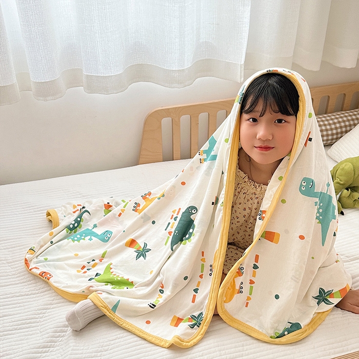 91家纺网 家纺一手货源 找家纺 嗨生活 2025新款婴儿裸睡级凉感针织毯幼儿园夏被儿童夏被毯子 滑板恐龙