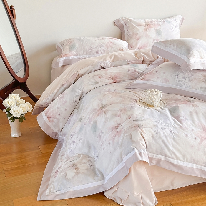 91家纺网 家纺一手货源 找家纺 巧玲珑 2025新款60支A类进口数码印花美式双拼四季款长绒棉四件套 凤起潮鸣