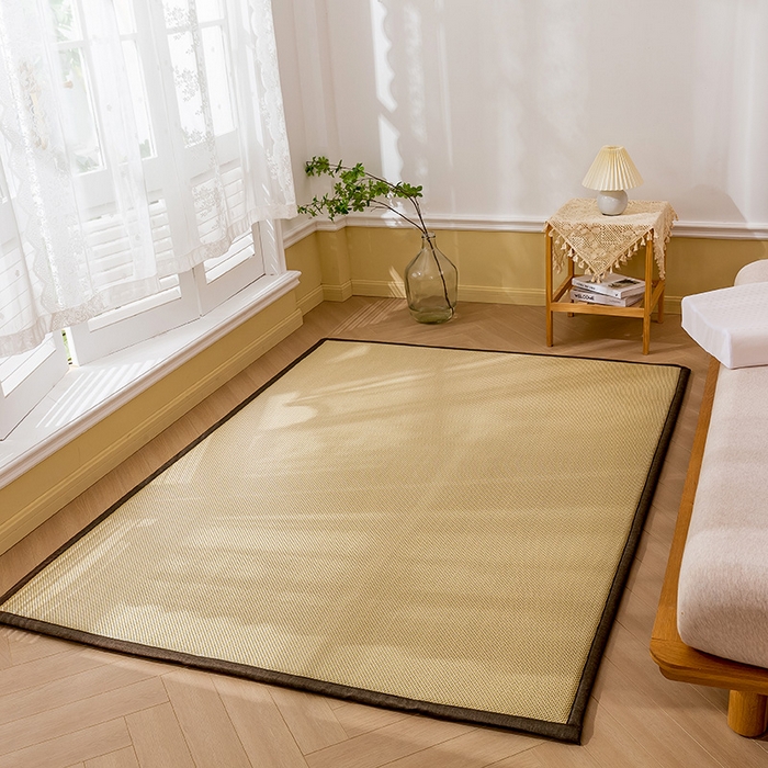 91家纺网 家纺一手货源 找家纺 2025新款包边工艺凉感冰藤地铺睡垫系列凉席地垫 绿冰藤