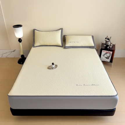 孩子王家纺 2025新款冰丝席提花冰豆豆床单床笠-暮野系列 暮野-米黄色床笠