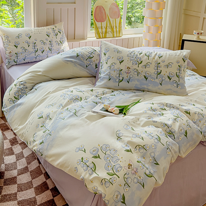 91家纺网 家纺一手货源 找家纺 澳梵家居 2025新款小清新全棉印花四件套 仙子秘境