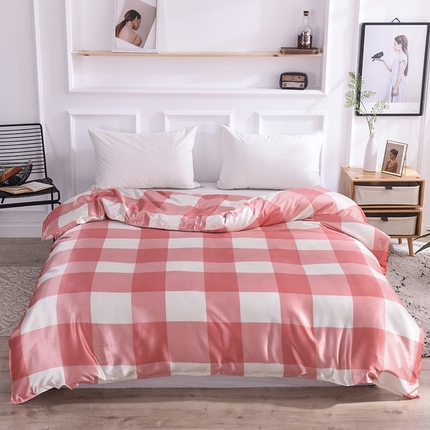 经年 2025新款条纹丝绸冰丝四件套-单被套 红白大格