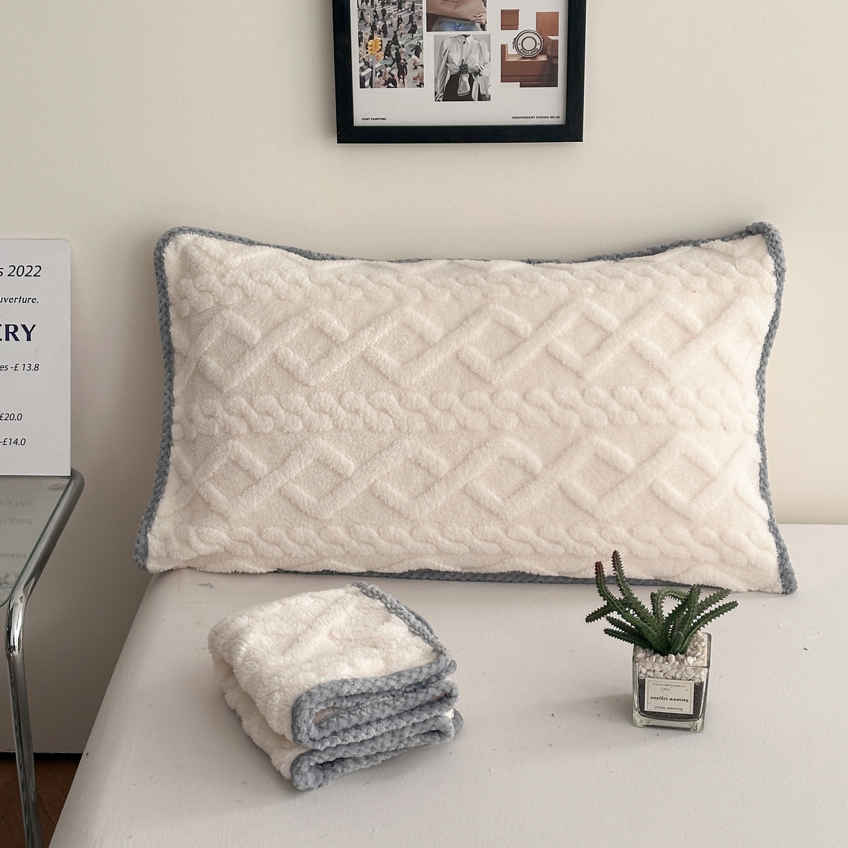 91家纺网 家纺一手货源 找家纺 乐嘉盈 2025新款塔芙绒枕皮 白色