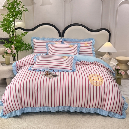 经年 2025新款水洗真丝韩版四件套浅夏系列 浅夏-玫蓝