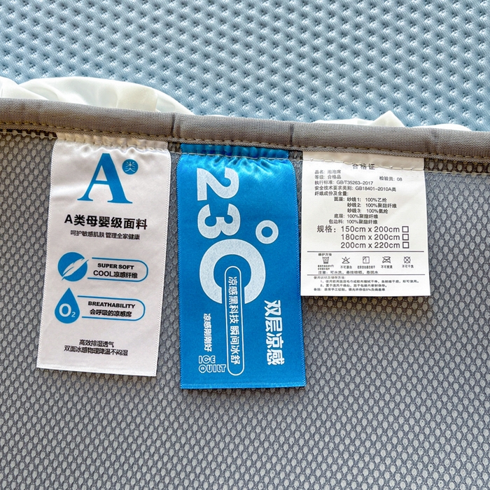 91家纺网 家纺一手货源 找家纺 安哆啦家纺 2025新款凉感冰豆豆花边凉席三件套系列 豆豆床裙-深邃蓝