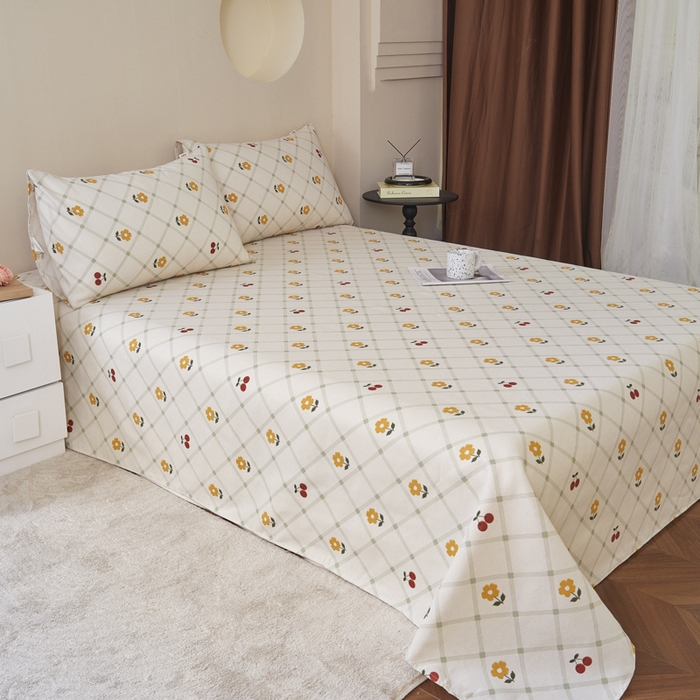 91家纺网 家纺一手货源 找家纺 绒艺席业 2025新款简约原棉印花老粗布床单 小黄花