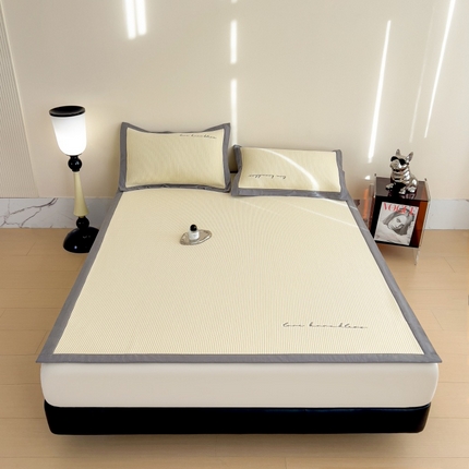 孩子王家纺 2025新款冰丝席提花冰豆豆床单床笠-暮野系列 暮野-米黄色