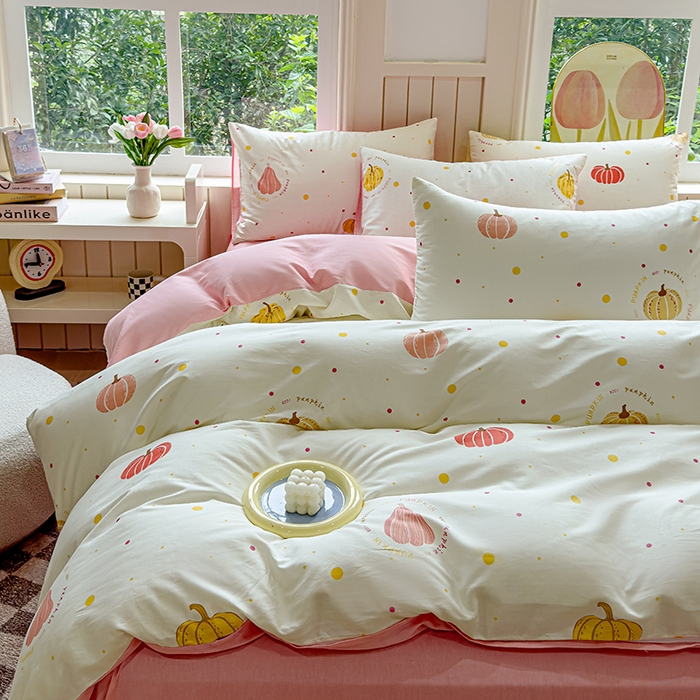 91家纺网 家纺一手货源 找家纺 澳梵家居 2025新款小清新全棉印花四件套 万事不楠