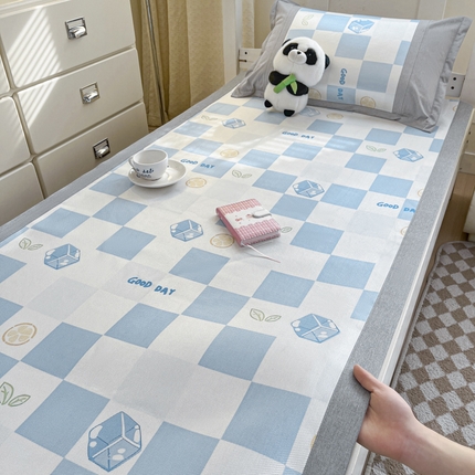 2025新款印花冰藤凉席-学生款 冰块蓝