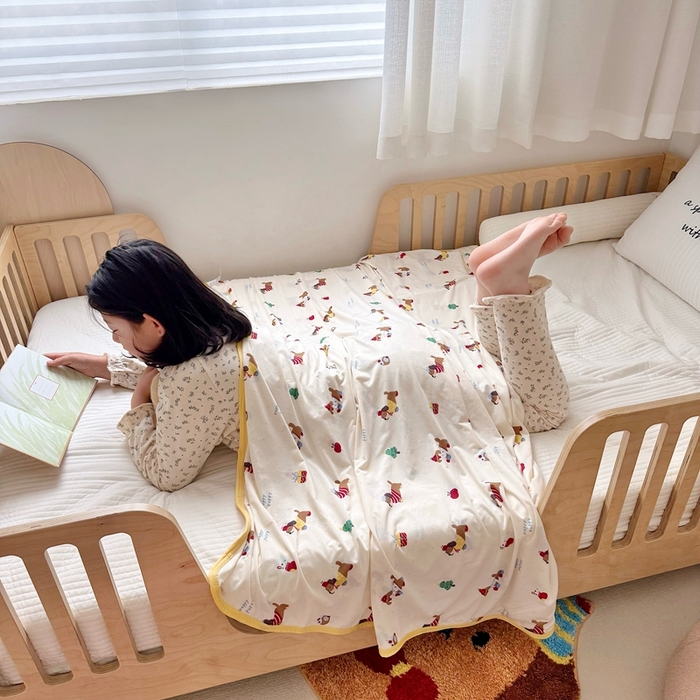 91家纺网 家纺一手货源 找家纺 嗨生活 2025新款婴儿裸睡级凉感针织毯幼儿园夏被儿童夏被毯子 腊肠狗