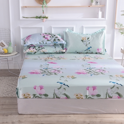 91家纺网 家纺一手货源 找家纺 （总）经年 2025新款丝绸印花冰丝四件套-单床笠