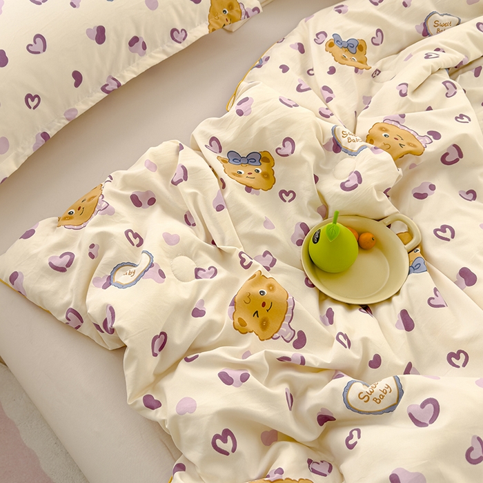 91家纺网 家纺一手货源 找家纺 星巴k家纺 2025新款A类水洗双层纱大豆纤维夏被夏凉被空调被 豹纹小熊