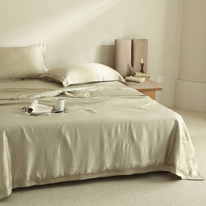 91家纺网 家纺一手货源 找家纺 良品汇馆 2025【60S莱赛尔天丝夏凉被】日式无印兰精天丝夏被良品60天丝夏凉被空调被夏季凉感被子四件套 浅浅绿