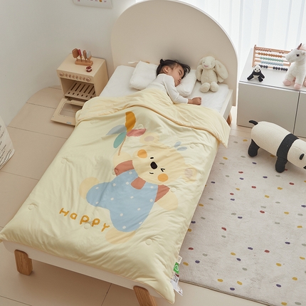 荷马之梦 2025新款大版针织棉凉感丝AB版大豆儿童夏被 风车小熊