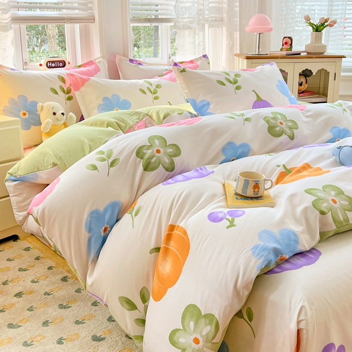 91家纺网 家纺一手货源 找家纺 世爵 2025新款全棉印花小清新单品系列-单被套 南瓜派