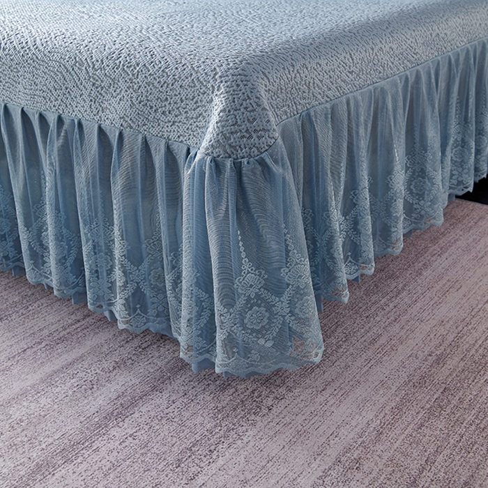 91家纺网 家纺一手货源 找家纺 梵克保罗 2025新款7A抗菌母婴级纯乙纶PE刺绣凉感丝豆豆席床单款 肌理纹-蓝