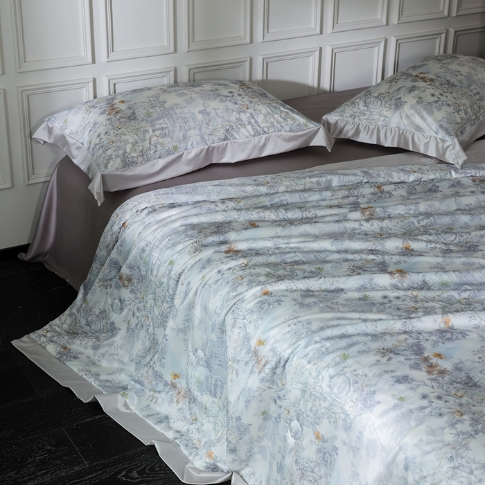 91家纺网 家纺一手货源 找家纺 傲蕾良品 2025新款水光锦冰柔印花夏被 银雪草