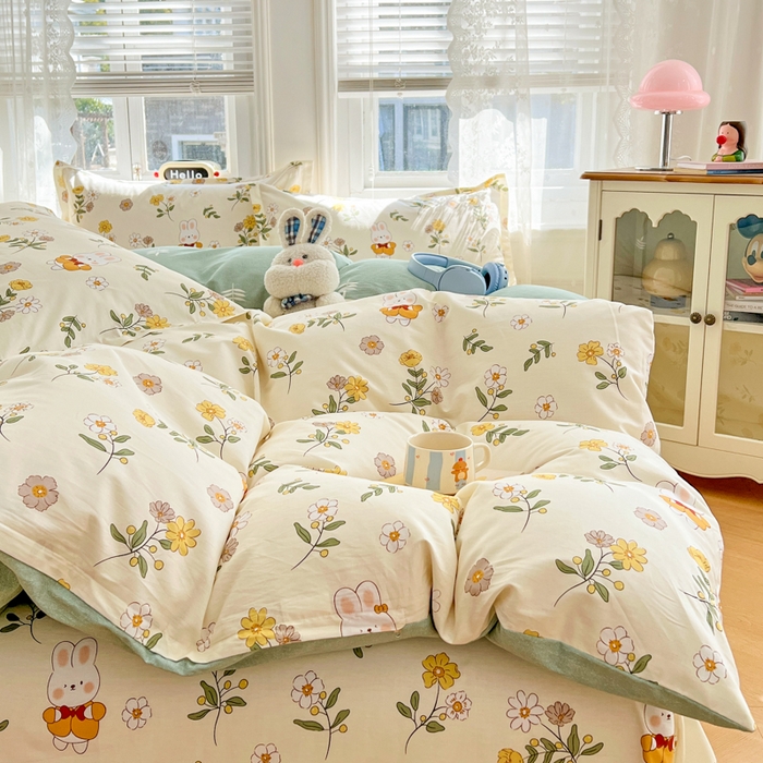 91家纺网 家纺一手货源 找家纺 （总）世爵 2025新款全棉印花小清新套件系列-四件套