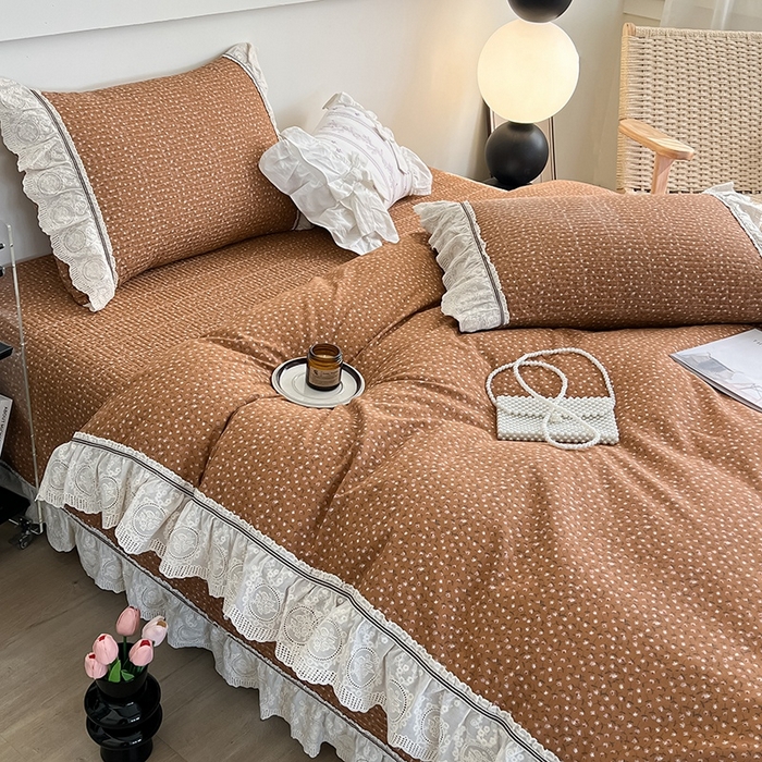 91家纺网 家纺一手货源 找家纺 沐纯家居 2025新款法式小碎花床盖四件套 慕青