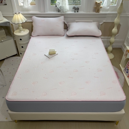 孩子王家纺 2025新款冰丝席提花冰豆豆床单床笠-抱抱龙系列 抱抱龙-淡雅粉床笠