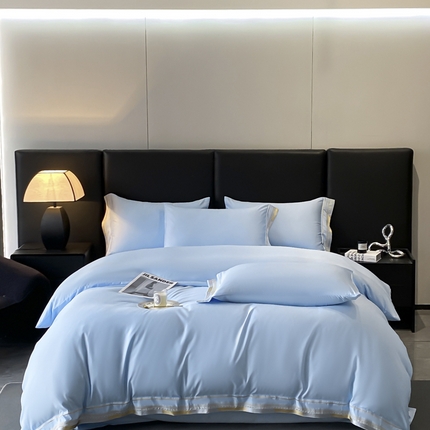 金阳光家纺 2025新款莱赛尔天丝刺绣四件套 浅天蓝