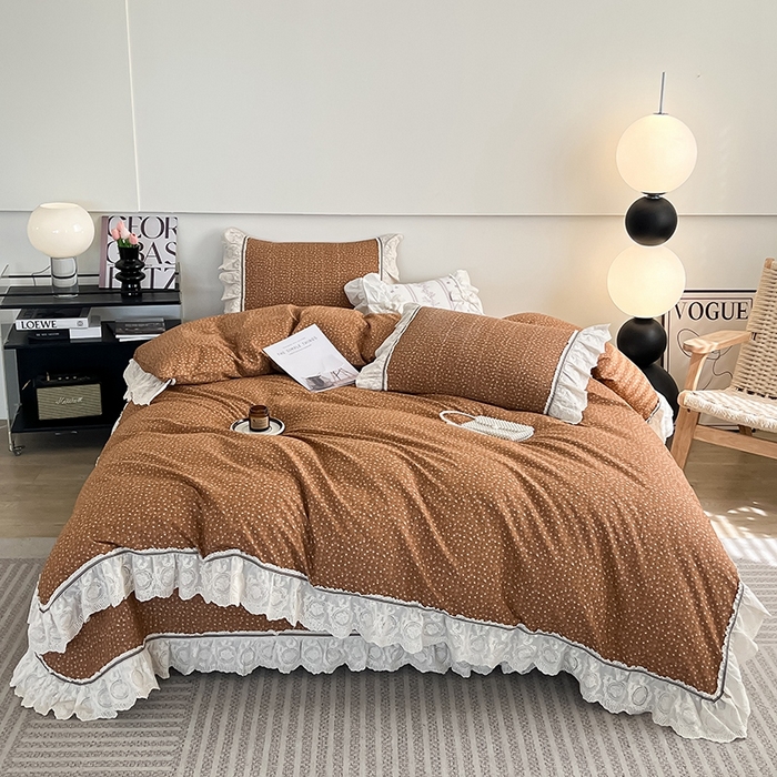 91家纺网 家纺一手货源 找家纺 沐纯家居 2025新款法式小碎花床盖四件套 慕青