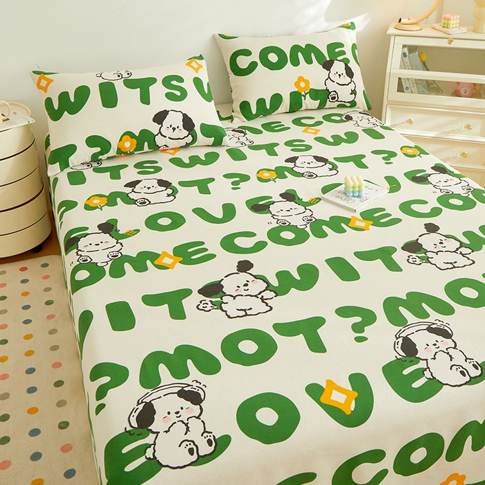 91家纺网 家纺一手货源 找家纺 绒艺席业 2025新款简约原棉印花老粗布床单 皮皮狗