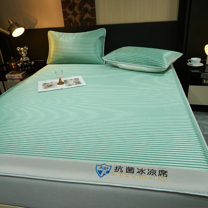 91家纺网 家纺一手货源 找家纺 小萌虎 2025新款碳光抗菌冰丝凉席床笠 水云间-绿