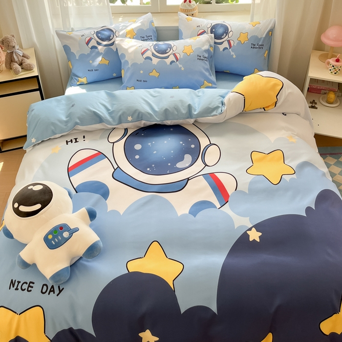 91家纺网 家纺一手货源 找家纺 博雅 2025新款纯棉宇航员四件套 梦想宇航员