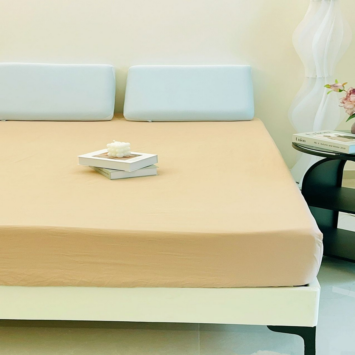 91家纺网 家纺一手货源 找家纺 兜米家居 2025新款纯色全棉床笠 伯爵姜茶