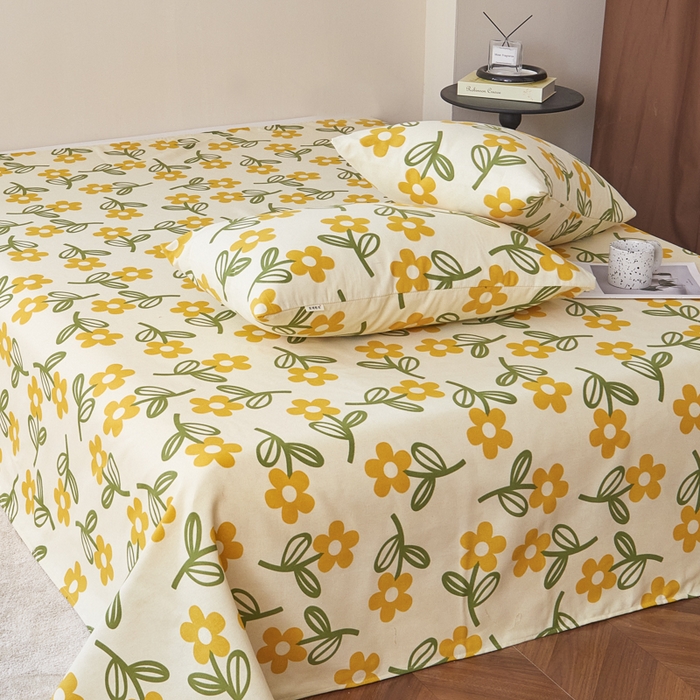 91家纺网 家纺一手货源 找家纺 绒艺席业 2025新款简约原棉印花老粗布床单 猫爪草