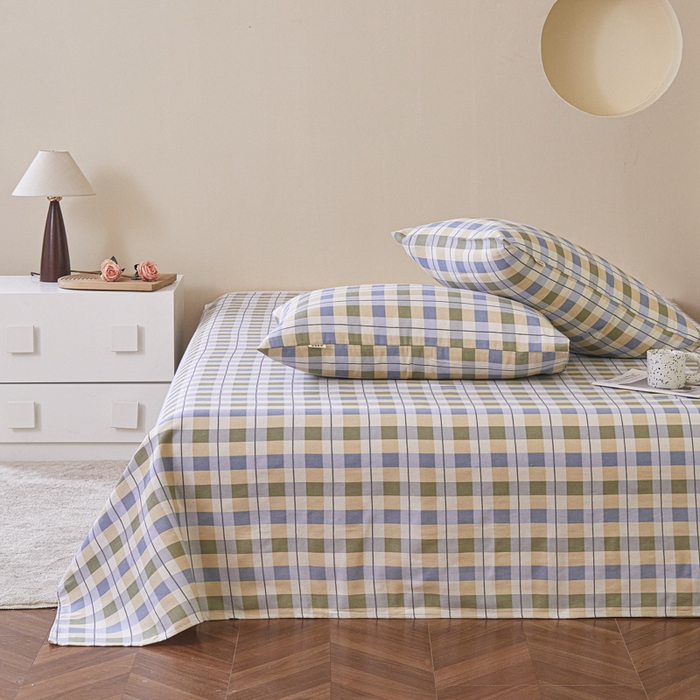 91家纺网 家纺一手货源 找家纺 绒艺席业 2025新款简约原棉印花老粗布床单 简兮米