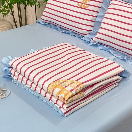 91家纺网 家纺一手货源 找家纺 经年 2025新款水洗真丝韩版夏被浅夏系列 浅夏-玫蓝