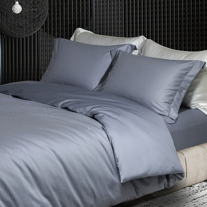 91家纺网 家纺一手货源 找家纺 121  2025新款高支高密提花长绒棉纯棉四件套-线条艺术 瑞士蓝