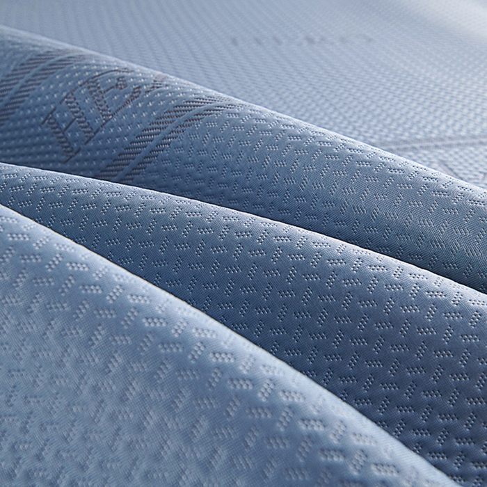 91家纺网 家纺一手货源 找家纺 梵克保罗 2025新款7A抗菌母婴级纯乙纶PE刺绣凉感丝豆豆席 床笠款 床笠款 四叶花-蓝