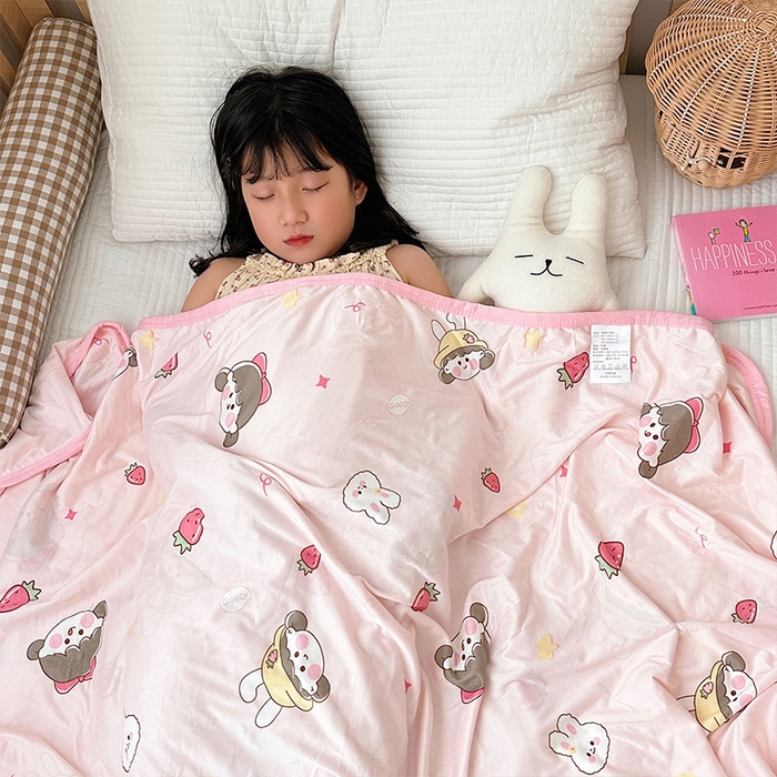 91家纺网 家纺一手货源 找家纺 嗨生活 2025新款婴儿裸睡级凉感针织毯幼儿园夏被儿童夏被毯子 小女孩